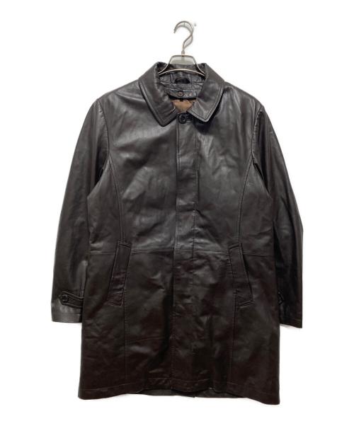 BALMAIN（バルマン）BALMAIN (バルマン) ダウンライナー付レザーコート ブラウン サイズ:Lの古着・服飾アイテム
