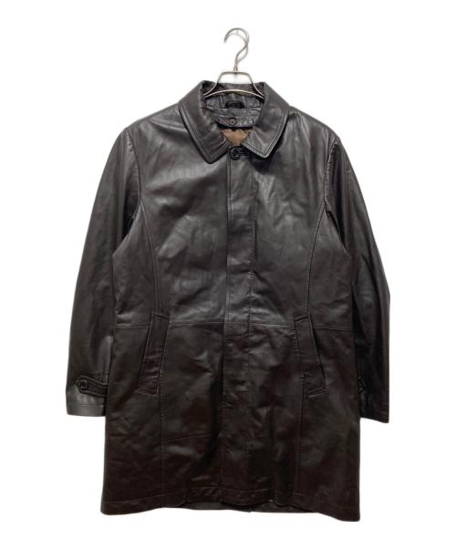 BALMAIN（バルマン）BALMAIN (バルマン) ダウンライナー付レザーコート ブラウン サイズ:Lの古着・服飾アイテム