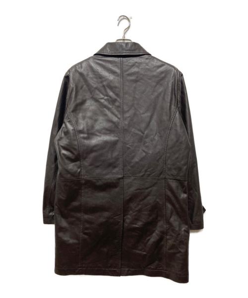 BALMAIN（バルマン）BALMAIN (バルマン) ダウンライナー付レザーコート ブラウン サイズ:Lの古着・服飾アイテム