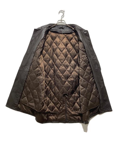 BALMAIN（バルマン）BALMAIN (バルマン) ダウンライナー付レザーコート ブラウン サイズ:Lの古着・服飾アイテム