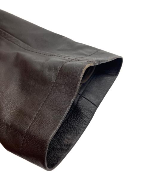 BALMAIN（バルマン）BALMAIN (バルマン) ダウンライナー付レザーコート ブラウン サイズ:Lの古着・服飾アイテム