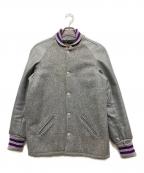 skookum×BEAMSスクーカム×ビームス）の古着「レザー切替スタジャン」｜グレー