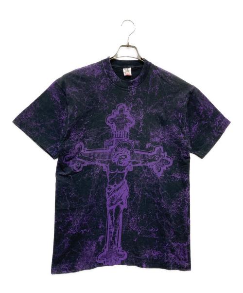 FRUIT OF THE LOOM（フルーツオブザルーム）FRUIT OF THE LOOM (フルーツオブザルーム) 80’sプリントTシャツ ブラック×パープル サイズ:Lの古着・服飾アイテム