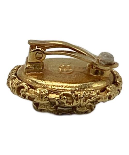 CHANEL（シャネル）CHANEL (シャネル) 溶岩ミラーイヤリング ゴールド×ホワイトの古着・服飾アイテム