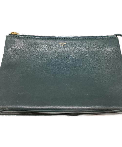 CELINE（セリーヌ）CELINE (セリーヌ) トリオラージショルダーバッグ グリーンの古着・服飾アイテム