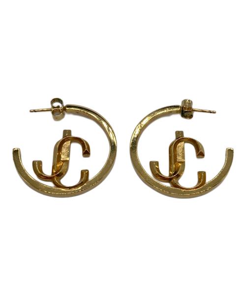 JIMMY CHOO（ジミーチュウ）JIMMY CHOO (ジミーチュウ) JCロゴ付き Gold フィニッシュメタル・フープピアス ゴールドの古着・服飾アイテム