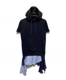 sacai（サカイ）の古着「レイヤードフーデッドワンピース」｜ネイビー