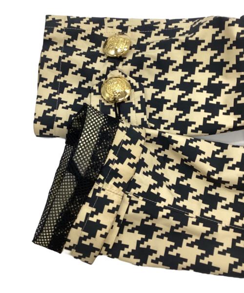 DRESS CAMP（ドレスキャンプ）DRESS CAMP (ドレスキャンプ) 千鳥柄金釦エポレットナイロンジャケット ブラック×ベージュ サイズ:44の古着・服飾アイテム