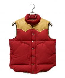 SUGAR CANE（シュガーケーン）の古着「LEATHER YOKE T/C DOWN VEST」｜レッド