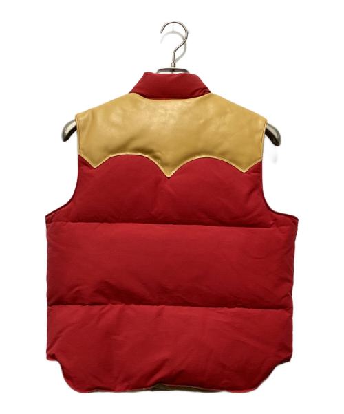 SUGAR CANE（シュガーケーン）SUGAR CANE (シュガーケーン) LEATHER YOKE T/C DOWN VEST レッド サイズ:Sの古着・服飾アイテム