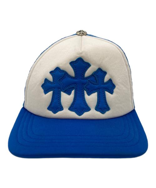 CHROME HEARTS（クロムハーツ）CHROME HEARTS (クロムハーツ) 3セメタリー レザーパッチ クロスボールトラッカー キャップ ホワイト×ブルー サイズ:OSの古着・服飾アイテム