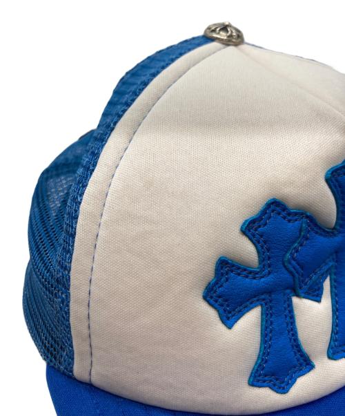 CHROME HEARTS（クロムハーツ）CHROME HEARTS (クロムハーツ) 3セメタリー レザーパッチ クロスボールトラッカー キャップ ホワイト×ブルー サイズ:OSの古着・服飾アイテム