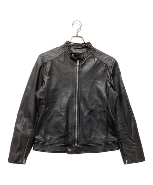 quattrocchi（クアトロッキ）quattrocchi (クアトロッキ) シープスキンシングルライダースジャケット ブラック サイズ:Ｌの古着・服飾アイテム