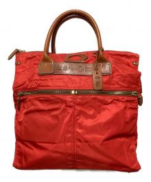 Felisi（フェリージ）の古着「ナイロンレザーハンドバッグ」｜ブラウン×レッド