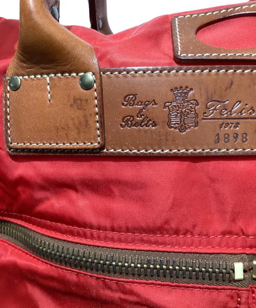 Felisi（フェリージ）Felisi (フェリージ) ナイロンレザーハンドバッグ ブラウン×レッドの古着・服飾アイテム