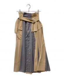 furfur（ファーファー）の古着「アシンメトリータックスカート」｜ベージュ