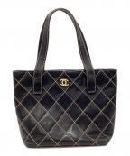 CHANELシャネル）の古着「ワイルドステッチマトラッセハンドトートバッグ」｜ブラック