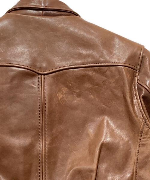 PINEAL JET LEATHER（ピネールジェットレザー）PINEAL JET LEATHER (ピネールジェットレザー) ホースレザージャケット ブラウン サイズ:Lの古着・服飾アイテム