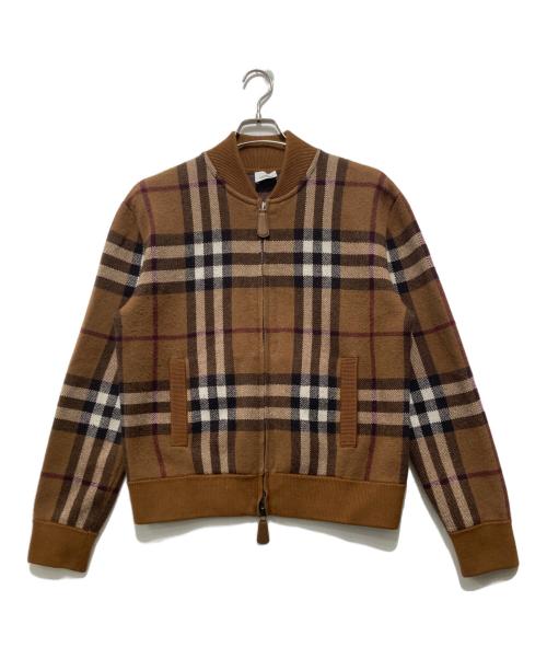 BURBERRY LONDON（バーバリーロンドン）BURBERRY LONDON (バーバリーロンドン) ノバチェック カシミア ダブルジップアップブルゾン ブラウン サイズ:XSの古着・服飾アイテム