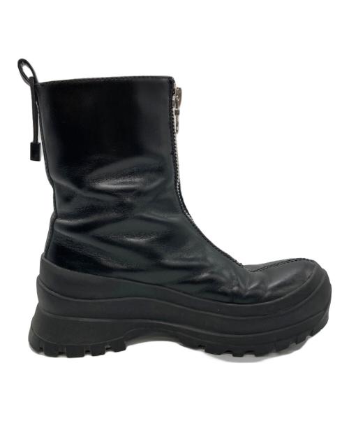 ZARA（ザラ）ZARA (ザラ) STUDIO NICHOLSON (スタジオ ニコルソン) コラボフロントジップブーツ ブラック サイズ:39の古着・服飾アイテム