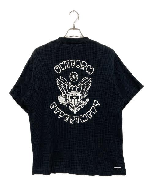 uniform experiment（ユニフォームエクスペリメント）uniform experiment (ユニフォームエクスペリメント) UE NAVY WAFFLE TEE ブラック サイズ:Lの古着・服飾アイテム