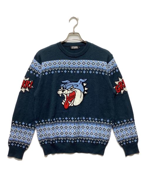 Hysteric Glamour（ヒステリックグラマー）Hysteric Glamour (ヒステリックグラマー) ブルドッグ ジャガード アクリル ウール ニット グリーン サイズ:Lの古着・服飾アイテム