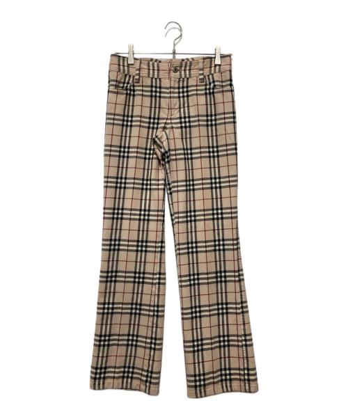 BURBERRY BLUE LABEL（バーバリー ブルー レーベル）BURBERRY BLUE LABEL (バーバリー ブルー レーベル) ノバチェックウール混パンツ ベージュ サイズ:38の古着・服飾アイテム
