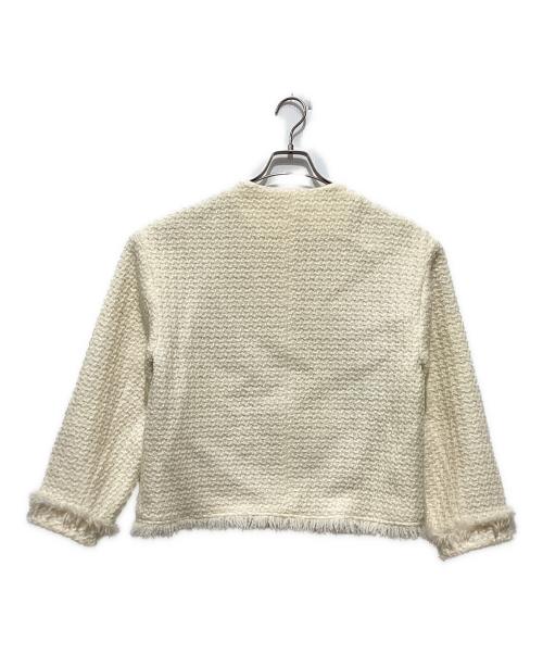 allureville（アルアバイル）allureville (アルアバイル) ノーカラーコート コート ロービングツイードクルーネックジャケット アイボリー サイズ:Mの古着・服飾アイテム