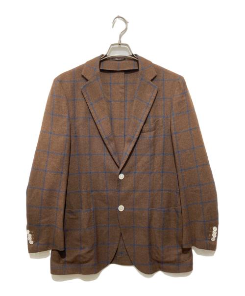 TOMORROW LAND PILGRIM（トゥモローランド ピルグリム）TOMORROW LAND PILGRIM (トゥモローランド ピルグリム) ウールシルクリネン2Bジャケット ブラウン サイズ:50の古着・服飾アイテム
