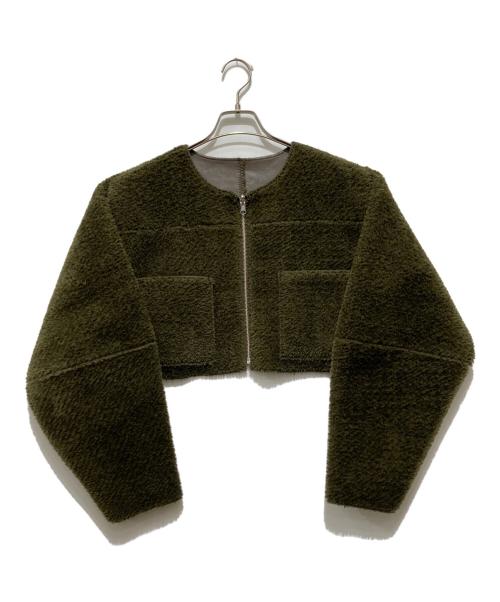 Ameri（アメリ）Ameri (アメリ) ボアカラーレスリバーシブルショートジャケット グリーン×ブラウン サイズ:Mの古着・服飾アイテム