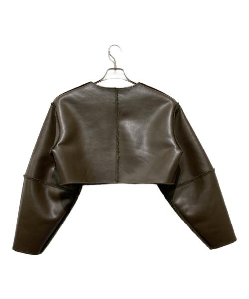 Ameri（アメリ）Ameri (アメリ) ボアカラーレスリバーシブルショートジャケット グリーン×ブラウン サイズ:Mの古着・服飾アイテム