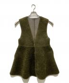 Ameriアメリ）の古着「ボアVネックリバーシブルペプラムベスト」｜グリーン×ブラウン