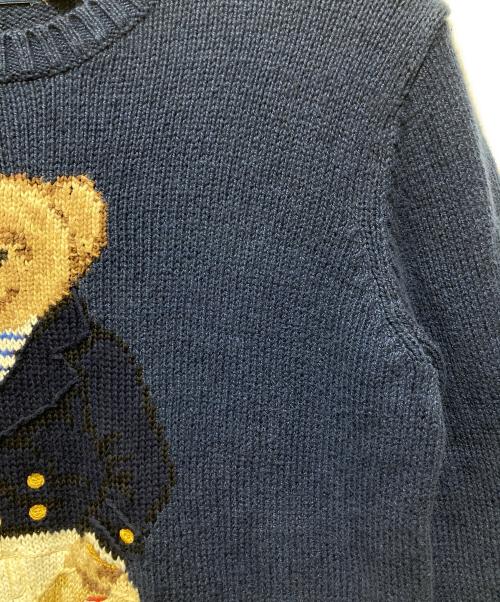 POLO RALPH LAUREN（ポロ・ラルフローレン）POLO RALPH LAUREN (ポロ・ラルフローレン) ポロベア刺繍ニット ネイビー サイズ:Mの古着・服飾アイテム