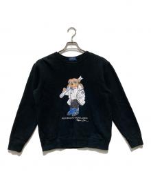 POLO RALPH LAUREN（ポロ・ラルフローレン）の古着「Ⅴガゼットポロベアプリントスウェット」｜ブラック