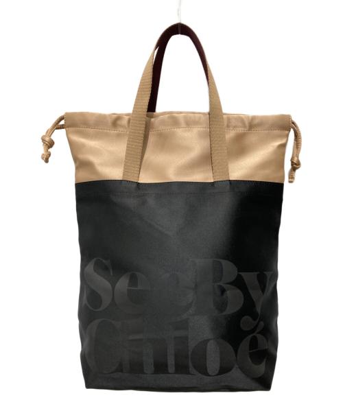 SEE BY CHLOE（シーバイクロエ）SEE BY CHLOE (シーバイクロエ) サテントートバッグ ブラウンの古着・服飾アイテム