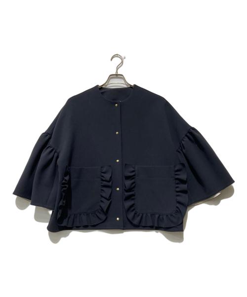 YORI（ヨリ）YORI (ヨリ) 金釦ラッフルポケットブラウス ネイビー サイズ:FREEの古着・服飾アイテム