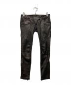 BALMAINバルマン）の古着「ラムレザーバイカーパンツ」｜ブラウン