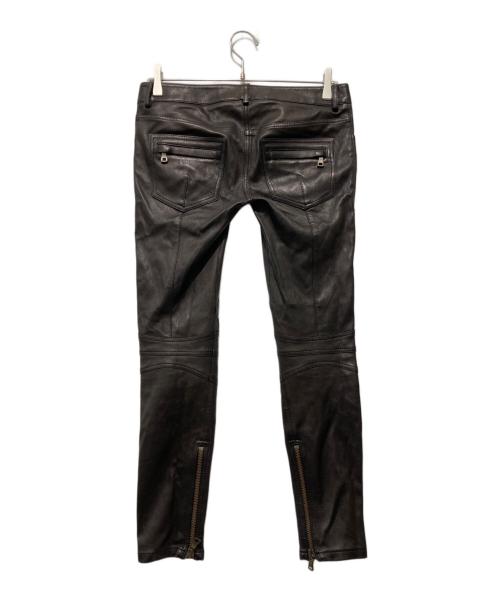BALMAIN（バルマン）BALMAIN (バルマン) ラムレザーバイカーパンツ ブラウン サイズ:Mの古着・服飾アイテム