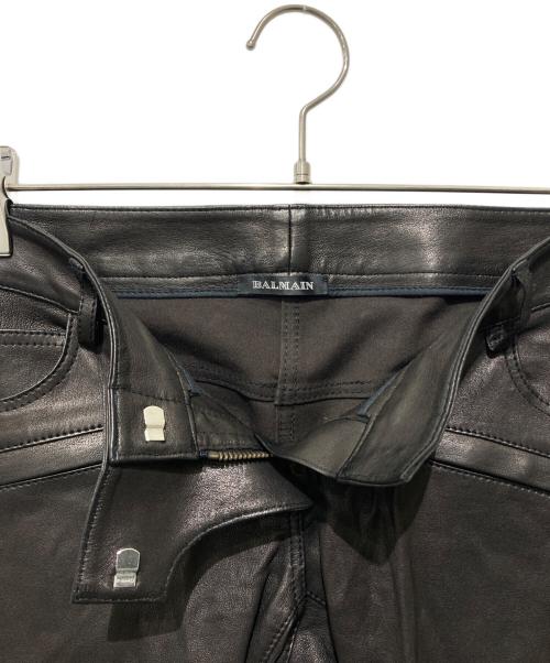 BALMAIN（バルマン）BALMAIN (バルマン) ラムレザーバイカーパンツ ブラウン サイズ:Mの古着・服飾アイテム
