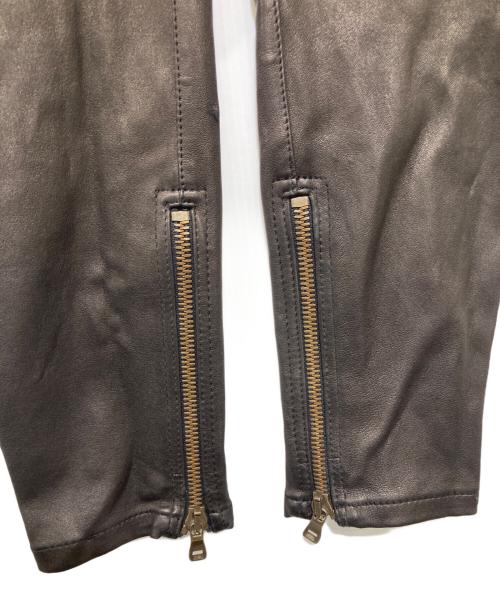 BALMAIN（バルマン）BALMAIN (バルマン) ラムレザーバイカーパンツ ブラウン サイズ:Mの古着・服飾アイテム