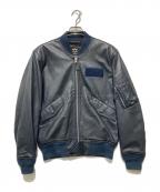 ALPHAアルファ）の古着「レザーMA-1ジャケット」｜ネイビー