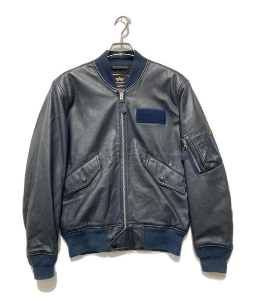 ALPHA（アルファ）ALPHA (アルファ) レザーMA-1ジャケット ネイビー サイズ:Mの古着・服飾アイテム