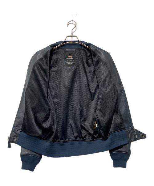 ALPHA（アルファ）ALPHA (アルファ) レザーMA-1ジャケット ネイビー サイズ:Mの古着・服飾アイテム