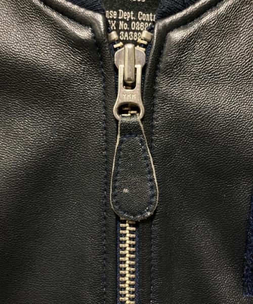 ALPHA（アルファ）ALPHA (アルファ) レザーMA-1ジャケット ネイビー サイズ:Mの古着・服飾アイテム