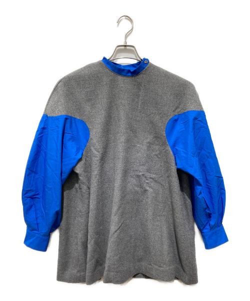 ENFOLD（エンフォルド）ENFOLD (エンフォルド) COMBI PULLOVER ブルー×グレー サイズ:38の古着・服飾アイテム