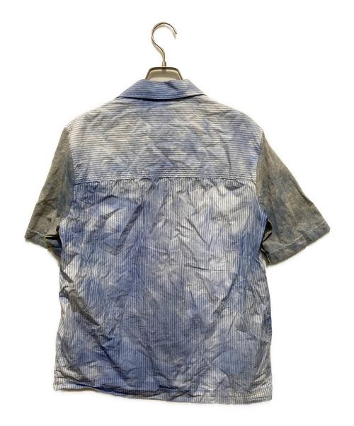 DIESEL（ディーゼル）DIESEL (ディーゼル) 切替ストライプ半袖シャツ ブルー サイズ:４６の古着・服飾アイテム