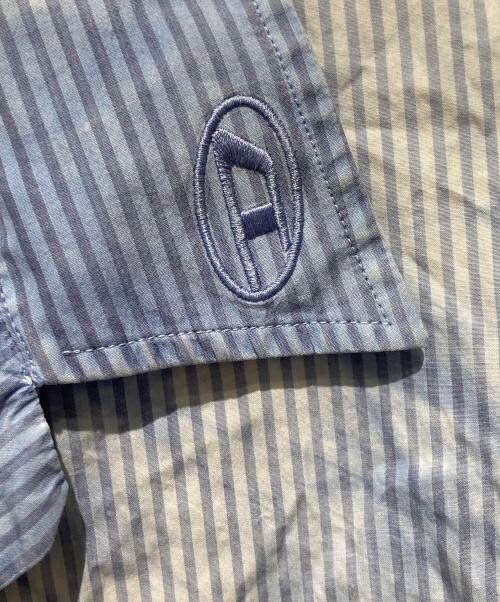 DIESEL（ディーゼル）DIESEL (ディーゼル) 切替ストライプ半袖シャツ ブルー サイズ:４６の古着・服飾アイテム