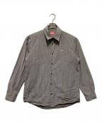 DIESELディーゼル）の古着「ロゴ刺繍チェックシャツ」｜グレー