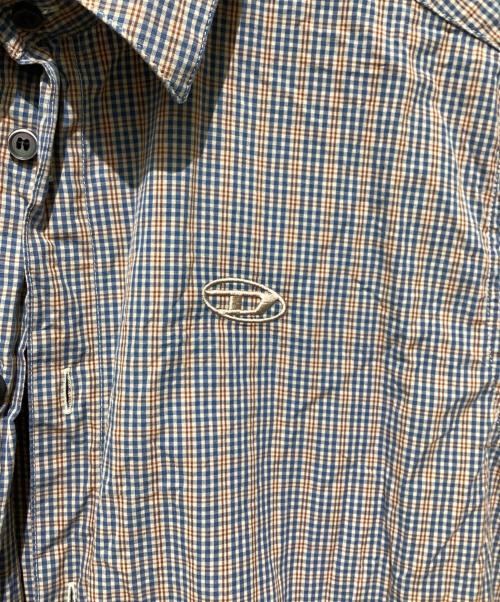 DIESEL（ディーゼル）DIESEL (ディーゼル) ロゴ刺繍チェックシャツ グレー サイズ:Ｓの古着・服飾アイテム