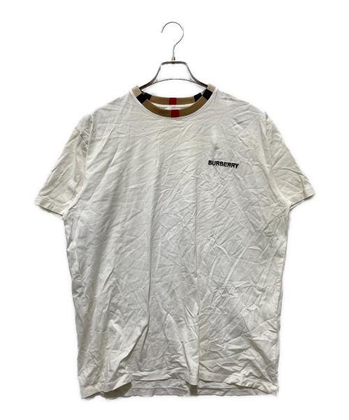 BURBERRY（バーバリー）BURBERRY (バーバリー) 襟ノバチェック クルーネックTシャツ ホワイト サイズ:Mの古着・服飾アイテム